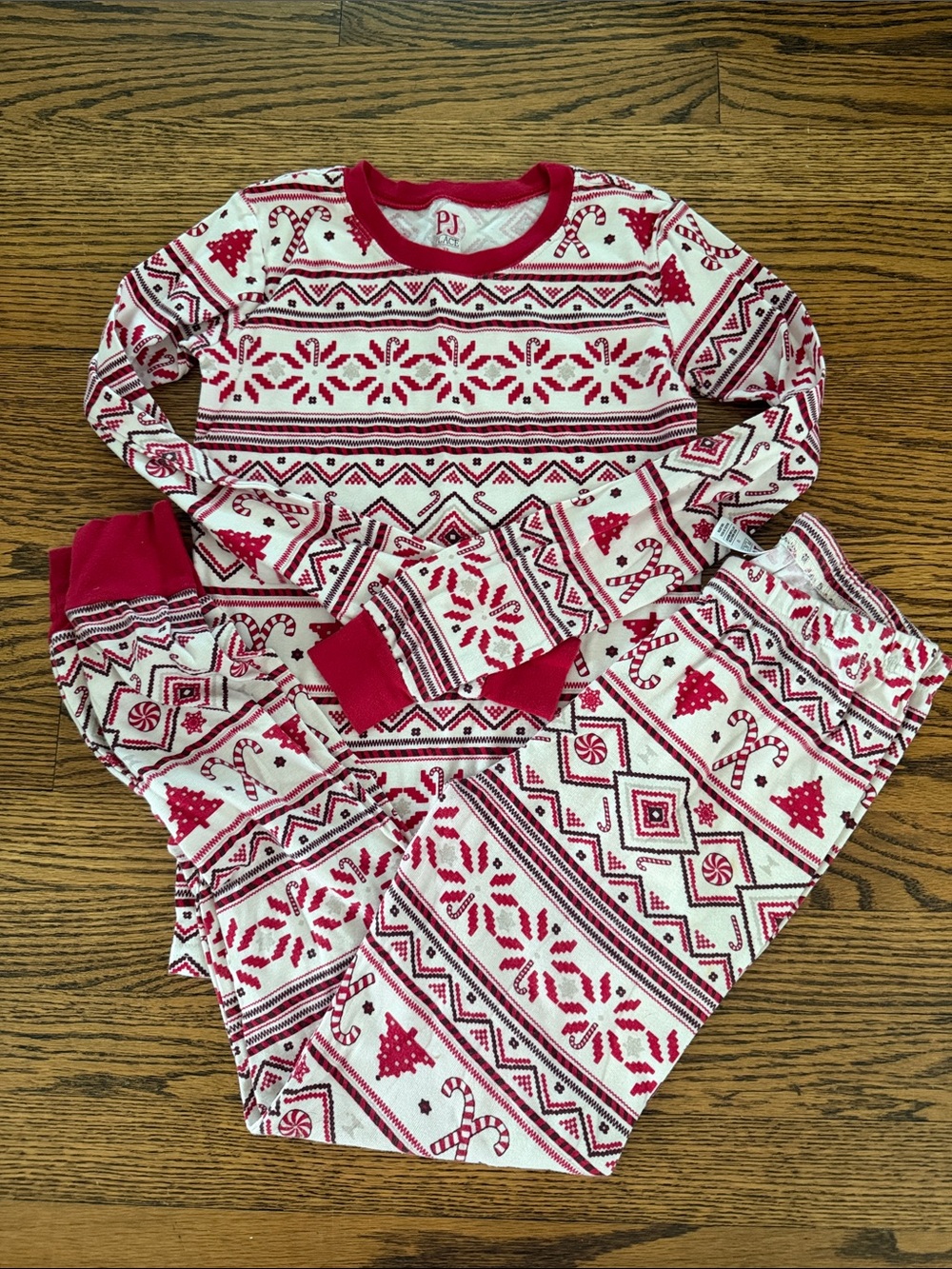 Kids Holiday Fair Isle Pajama Set - Red & White PJ Place Size 12 Set